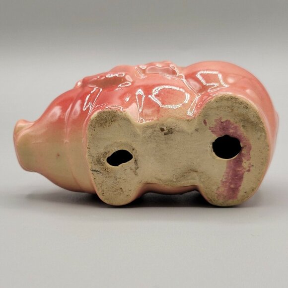Pink Sow Pig Hog Piggy Bank Ceramic Bow Around Neck Vintage - Picture 6 of 8